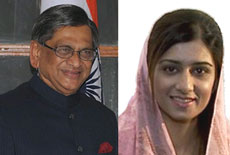 India's external affairs minister S M Krishna and Pakistani counterpart Hina Rabbani Khar